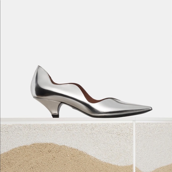 $595 NEW Proenza Schouler silver wave kitten heels 36.5 6 6.5 pointy almond toe - Picture 2 of 6